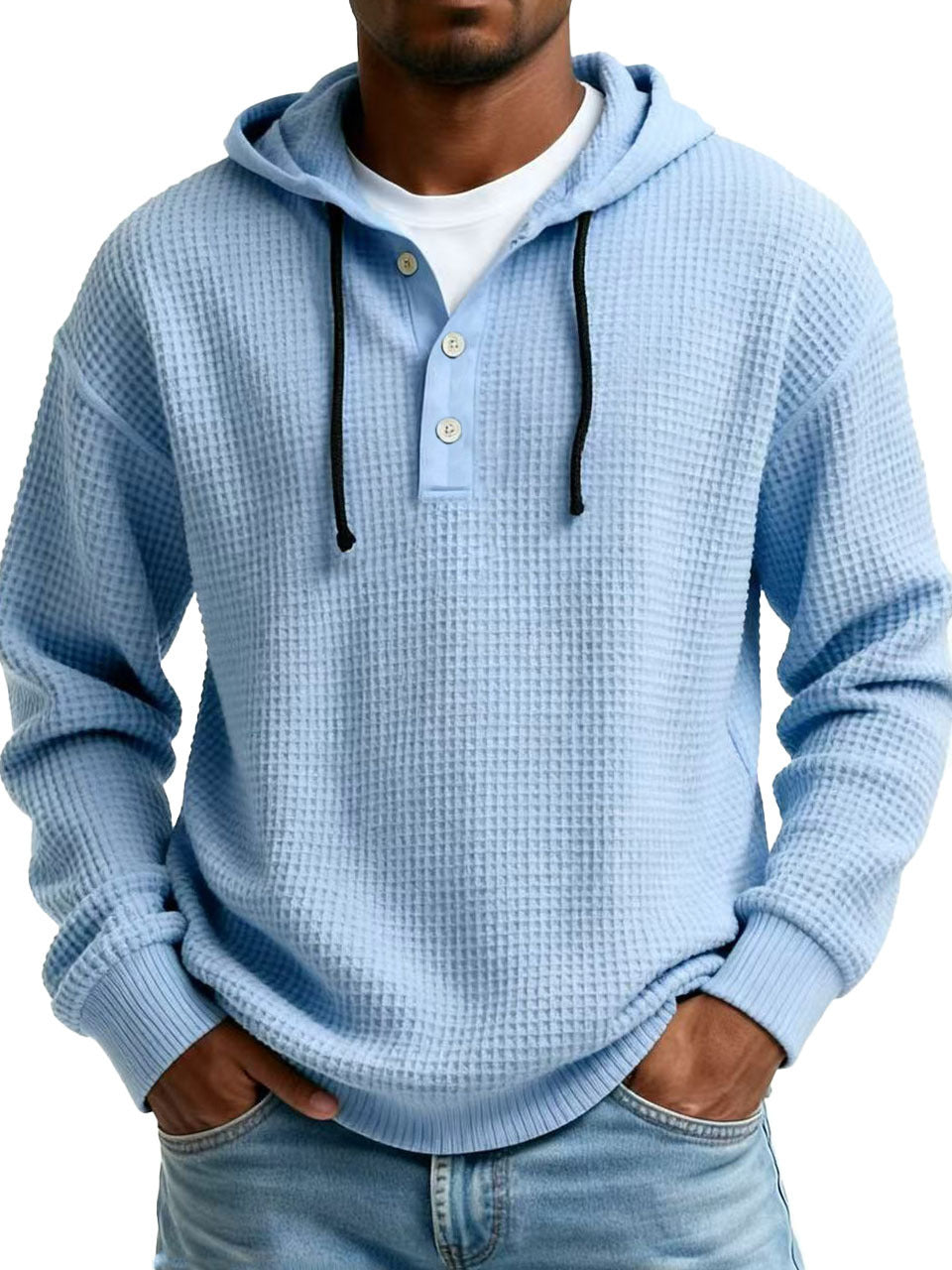 Mens Youth Ribbed Hooded Half-Zip Sweater
