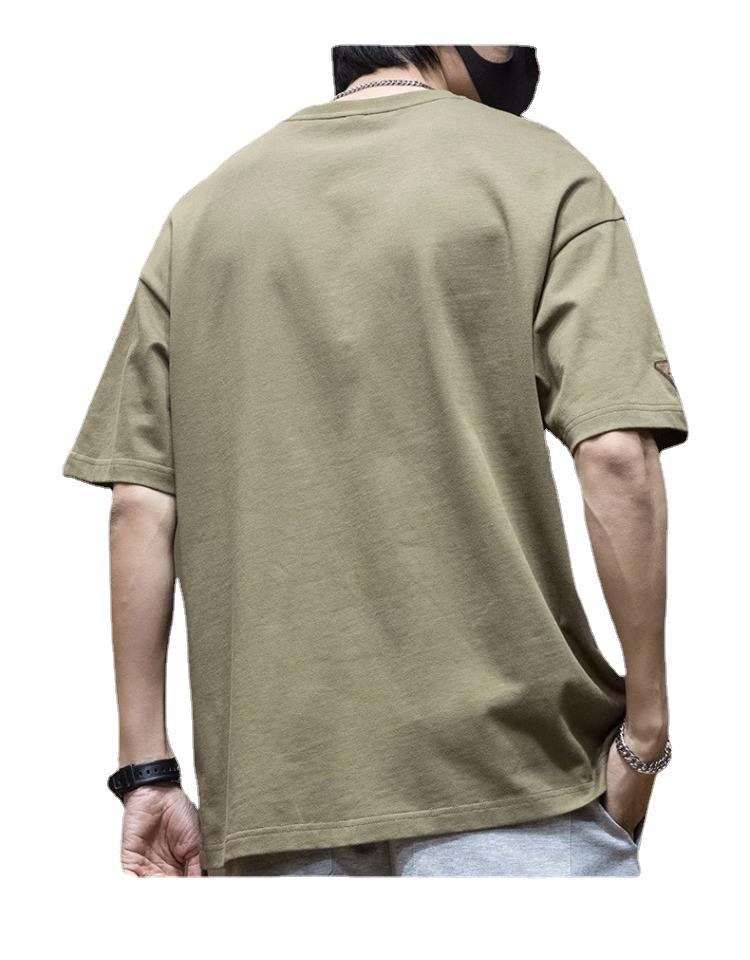 Men's Summer Loose Plus Size Pocket Printed Top T-shirt With Short Sleeves