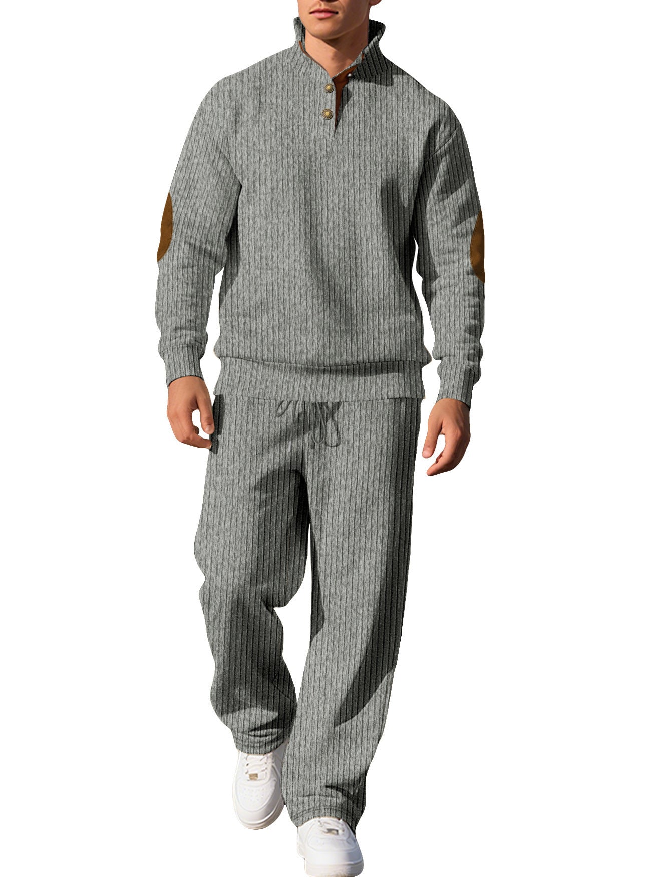 Men's Jacquard Knit Top & Trousers Set