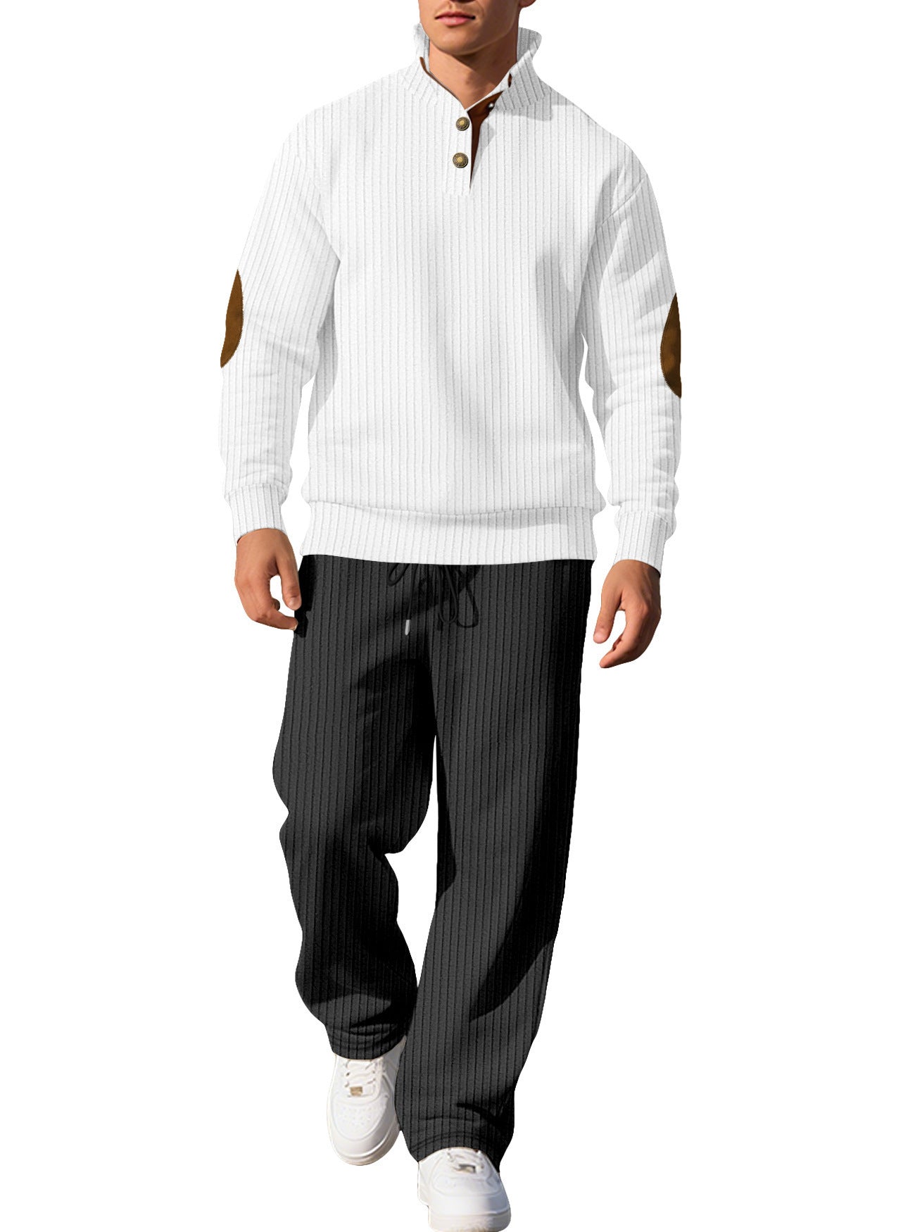 Men's Jacquard Knit Top & Trousers Set