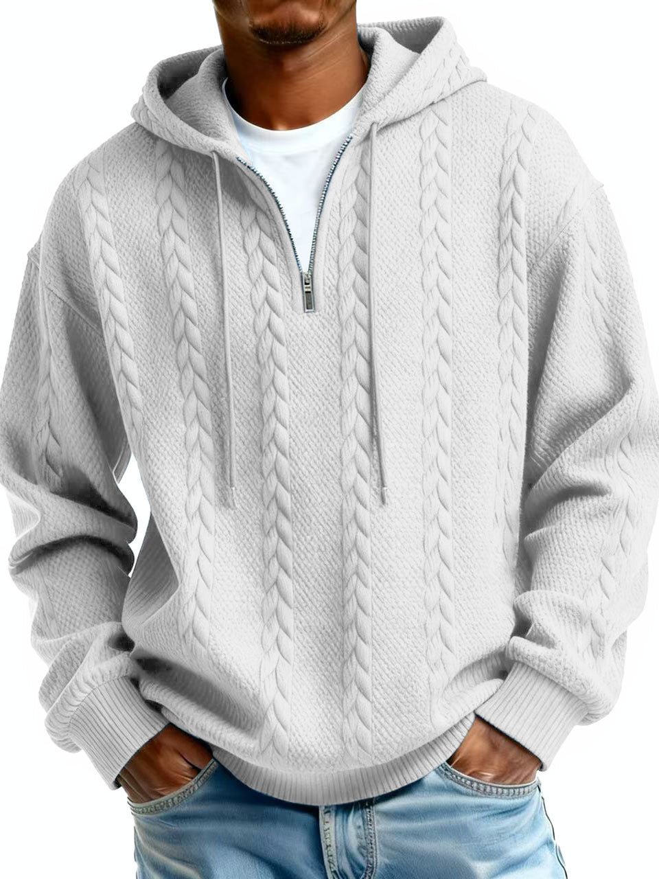 Fashionable Half-zip Hooded Sweatshirt With Long Sleeves