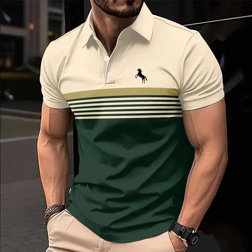 Color Block Sports Collar Casual Polo