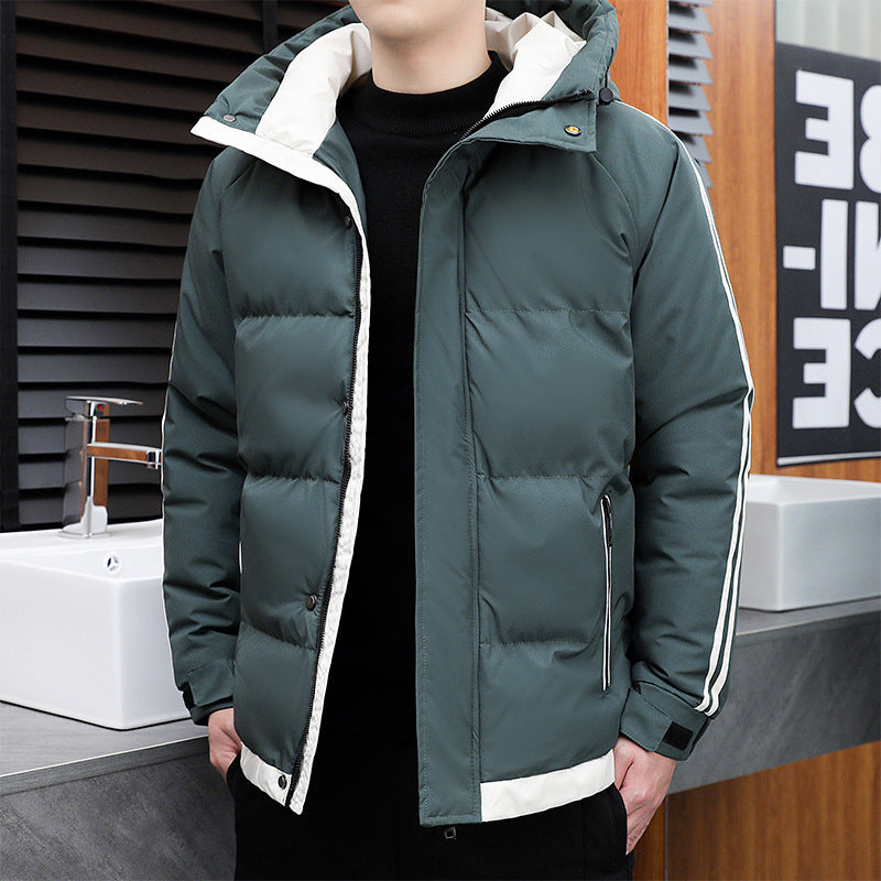 Thickened Warm New-Style Mens Korean-Style Hooded Casual Jacket