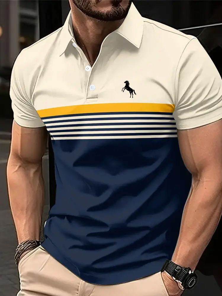 Color Block Sports Collar Casual Polo