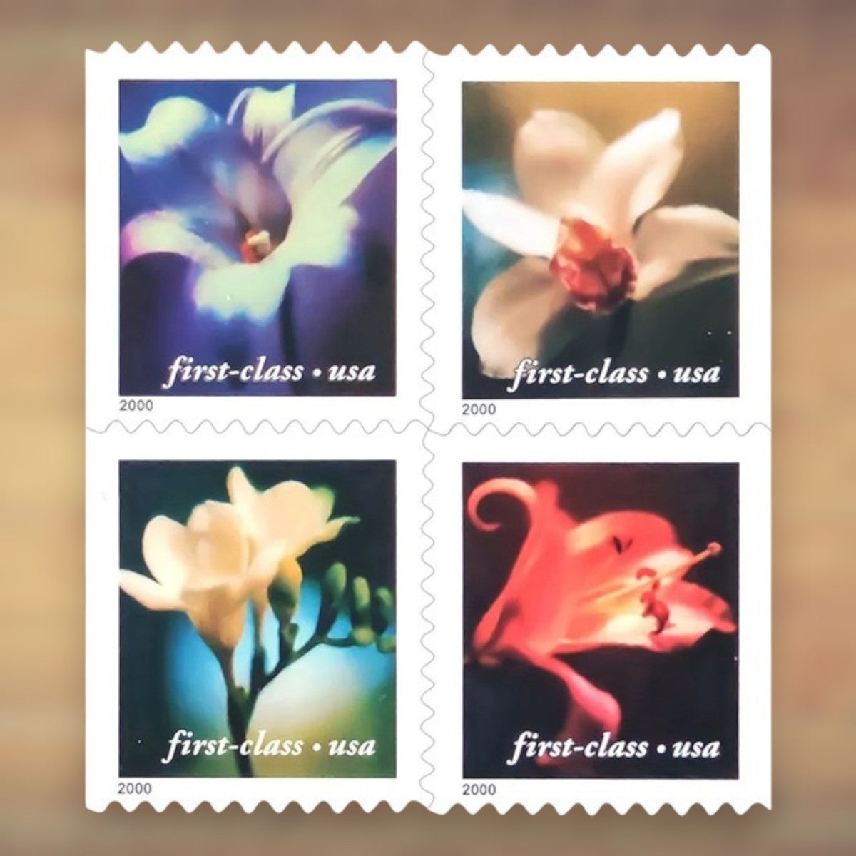 2000 Four Flowers First-Class Stamps Booklet First-Class