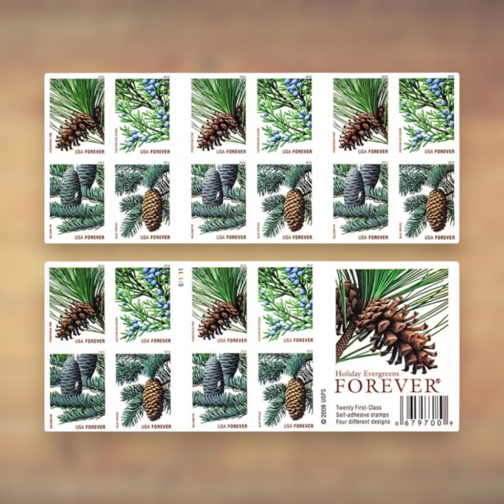 Holiday Evergreens Forever Stamps, 2010 Booklet – Holiday Cards and Letters