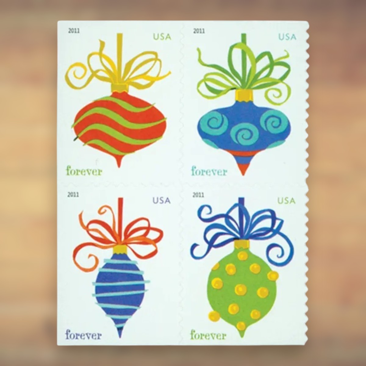 Holiday Baubles Forever Stamps, 2011 Booklet – Holiday Cards and Letters