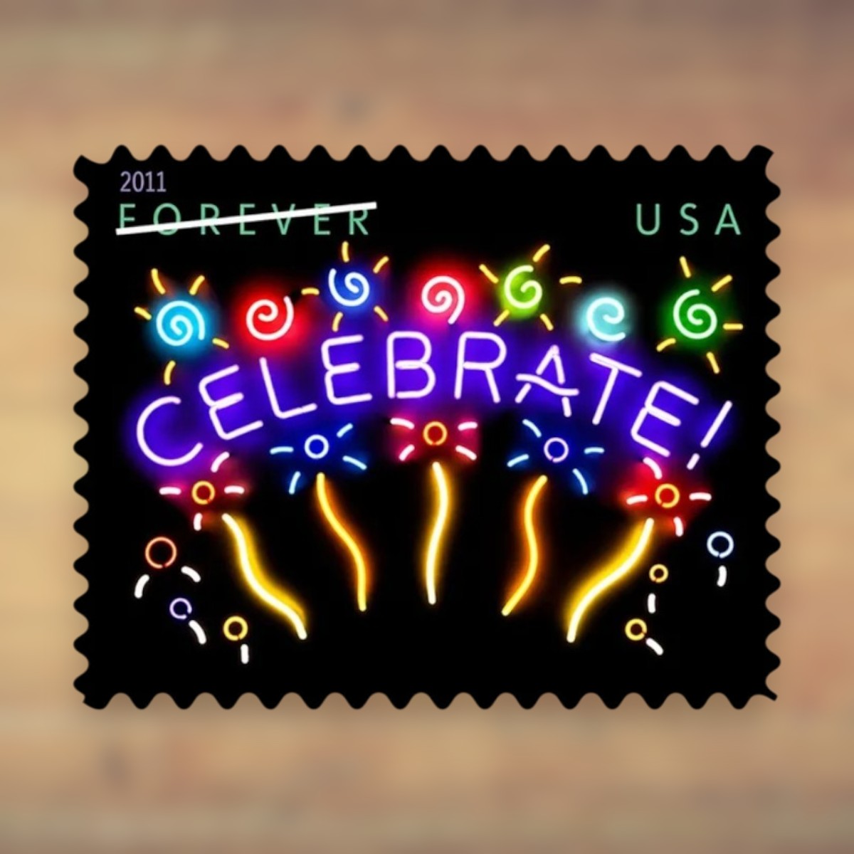 Neon Celebrate! Forever Stamps, 2011 Sheet – Celebration Cards and Invitations
