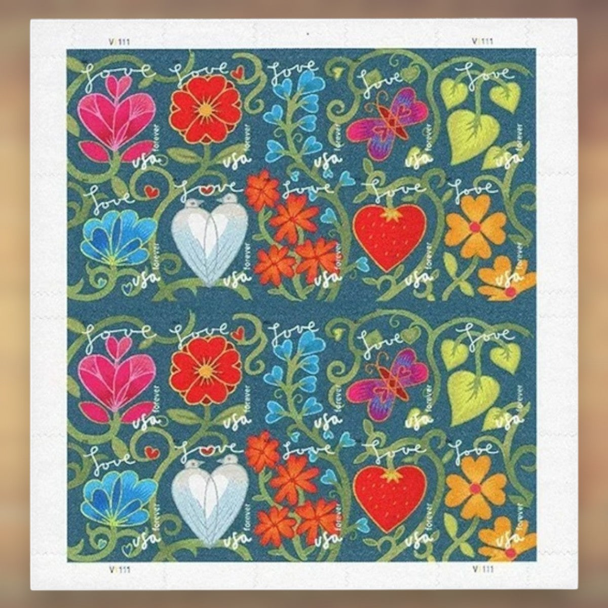 2011 Love Heart Flower Forever Postage Stamps Sheet First-Class