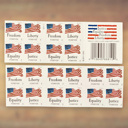 2012 U.S. Flags Forever Stamps – 250/500/1250/2500 Booklets, 100 Stamps per Booklet
