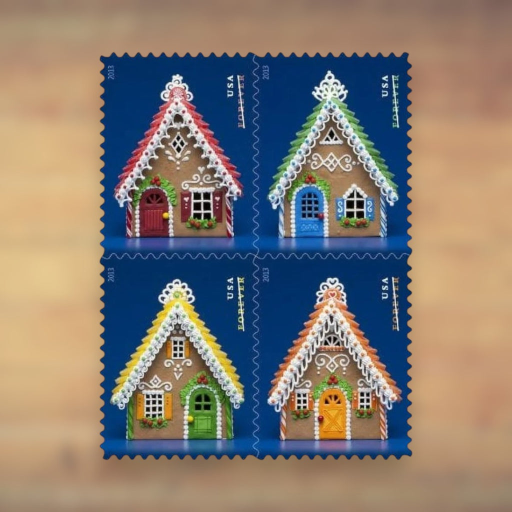 Gingerbread Houses Forever Stamps, 2013 Booklet – Holiday Cards and Letters