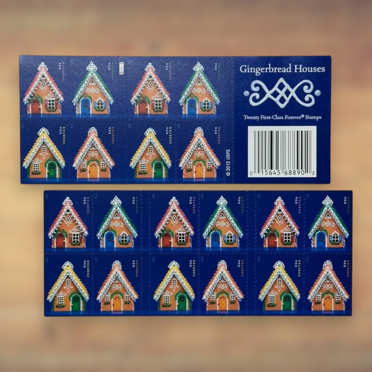 Gingerbread Houses Forever Stamps, 2013 Booklet – Holiday Cards and Letters