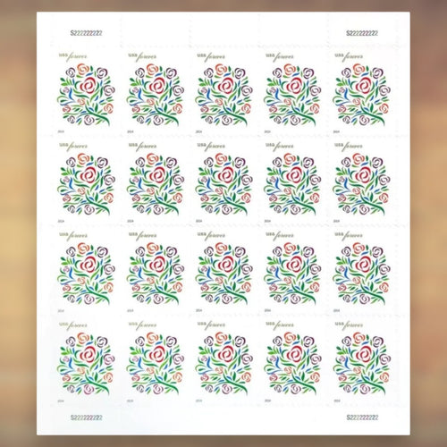 2014 Stylized Floral Design Forever Postage Stamps Sheet First-Class