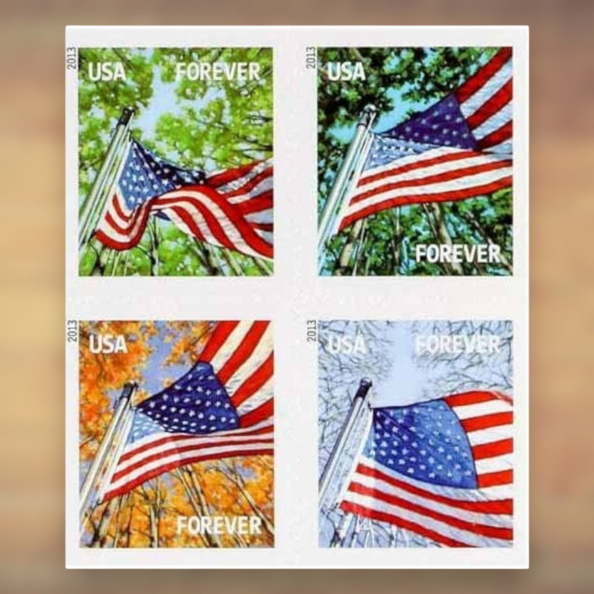 2013 Four Seasons U.S. Flag Forever Postage Stamps Booklet First-Class