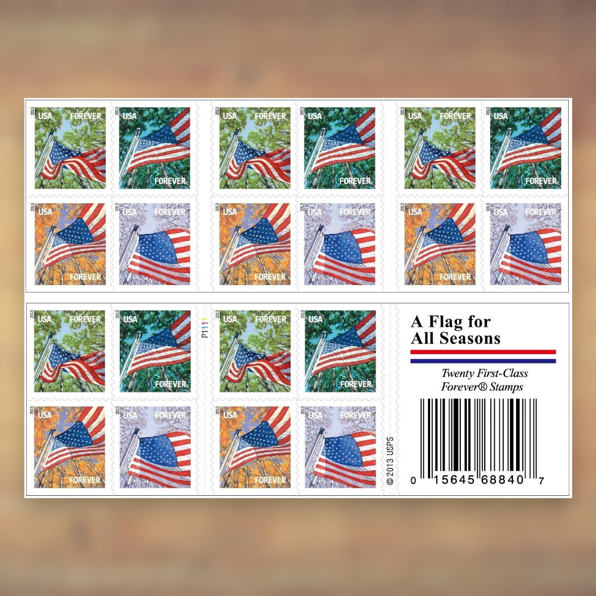 2013 U.S. Flags Forever Stamps – 250/500/1250/2500 Booklets, 100 Stamps per Booklet