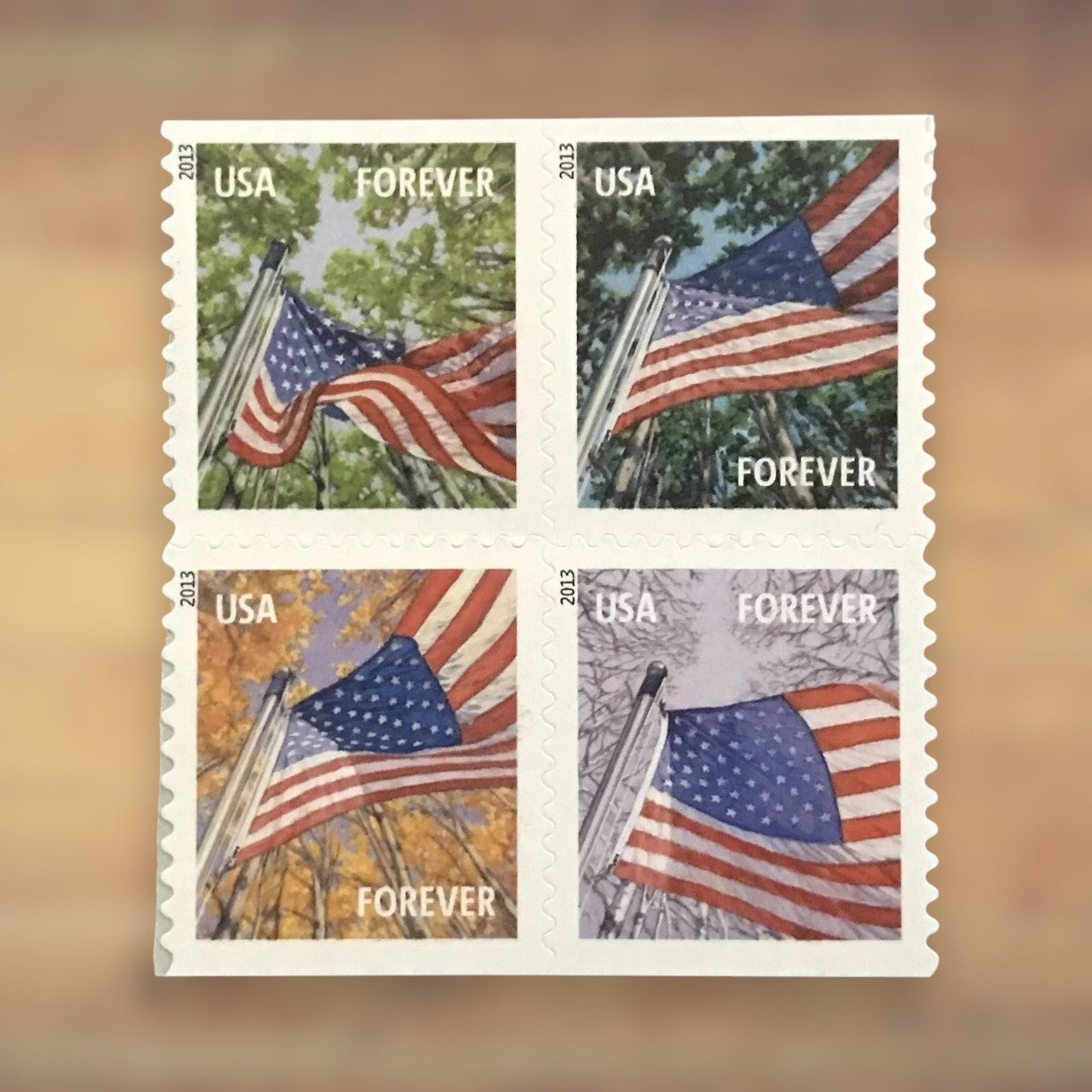 2013 U.S. Flags Forever Stamps – 250/500/1250/2500 Booklets, 100 Stamps per Booklet