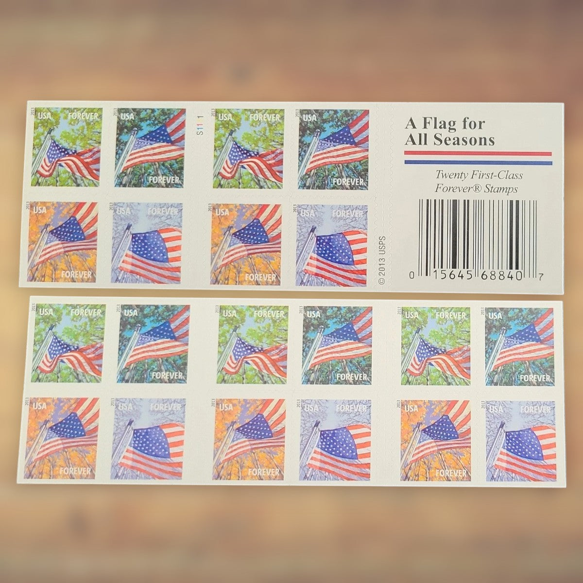 2013 U.S. Flags Forever Stamps – 250/500/1250/2500 Booklets, 100 Stamps per Booklet