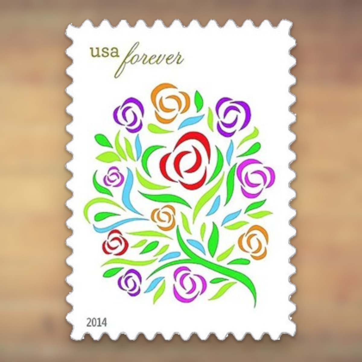 2014 Stylized Floral Design Forever Postage Stamps Sheet First-Class