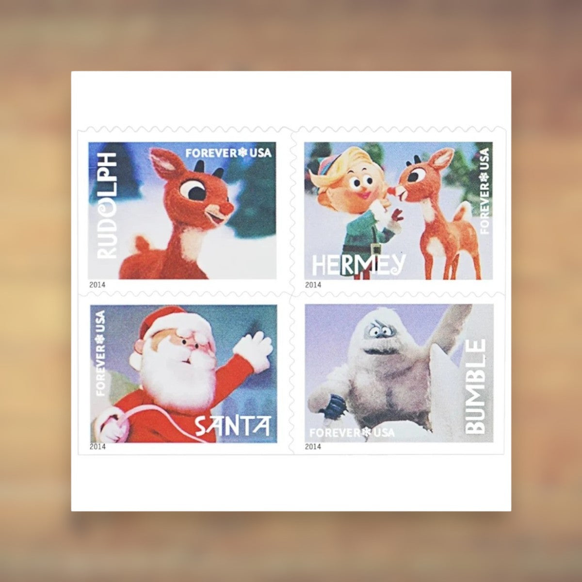 Rudolph the Red-Nosed Reindeer Forever Stamps, 2014 Booklet – Christmas Cards and Letters