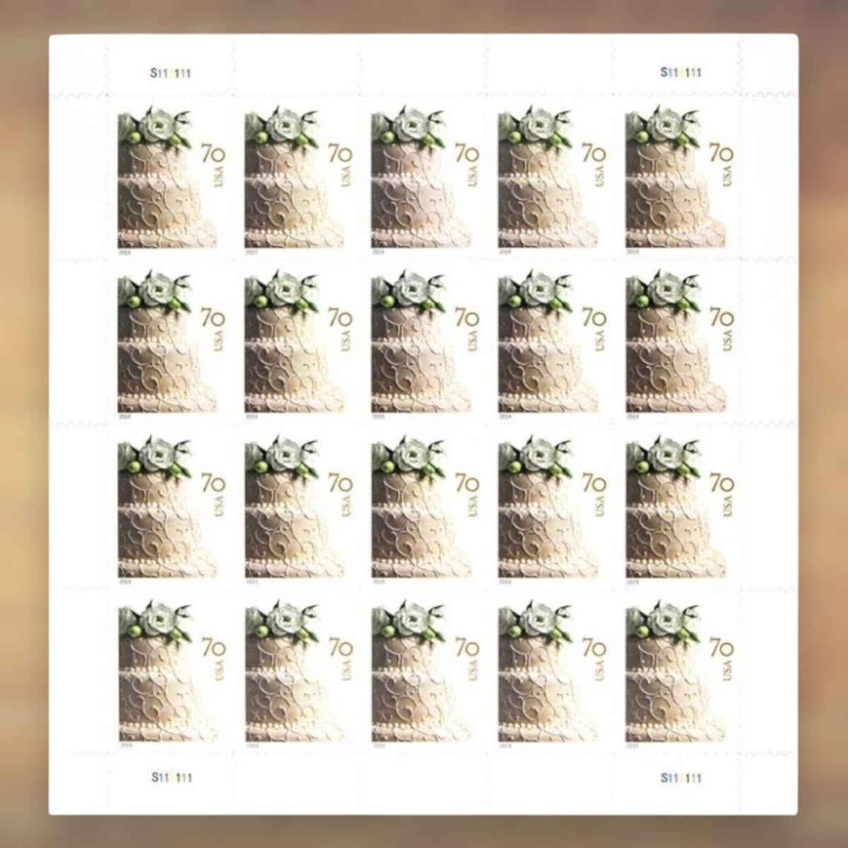 Wedding Cake 70¢ Postage Stamps, 2014 Sheet – Wedding Invitations and Greeting Cards