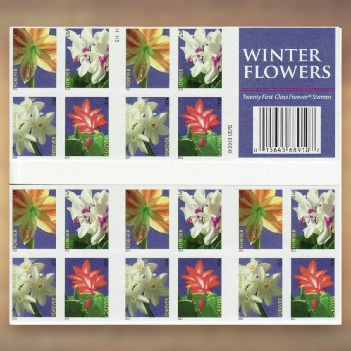 2014 Winter Flowers Forever Postage Stamps Booklet First-Class Postage