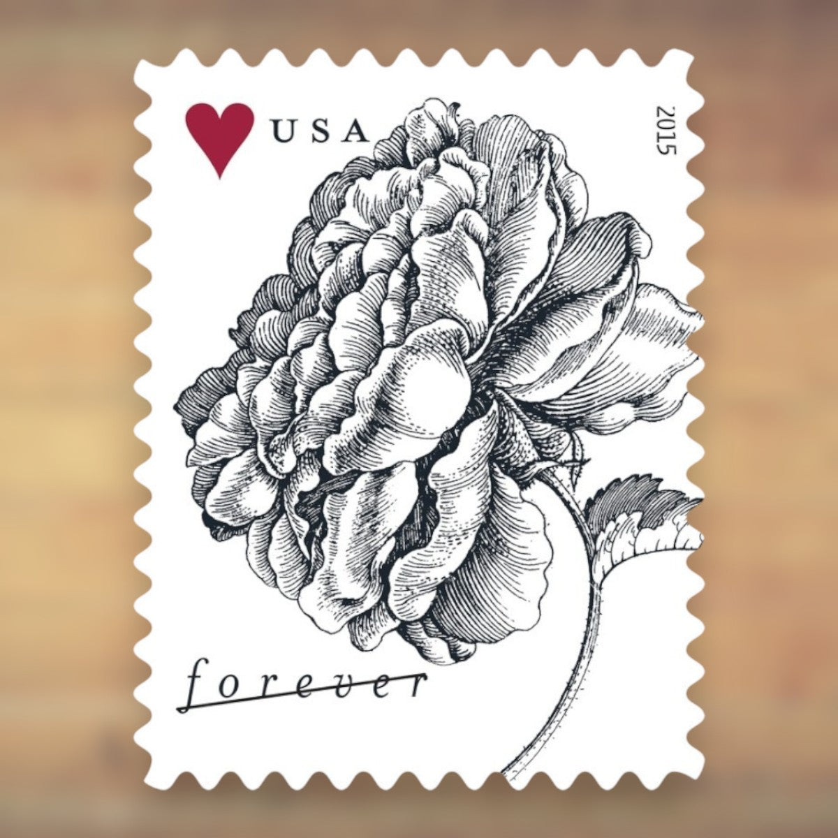 2015 Vintage Rose Forever Postage Stamps Sheet First-Class