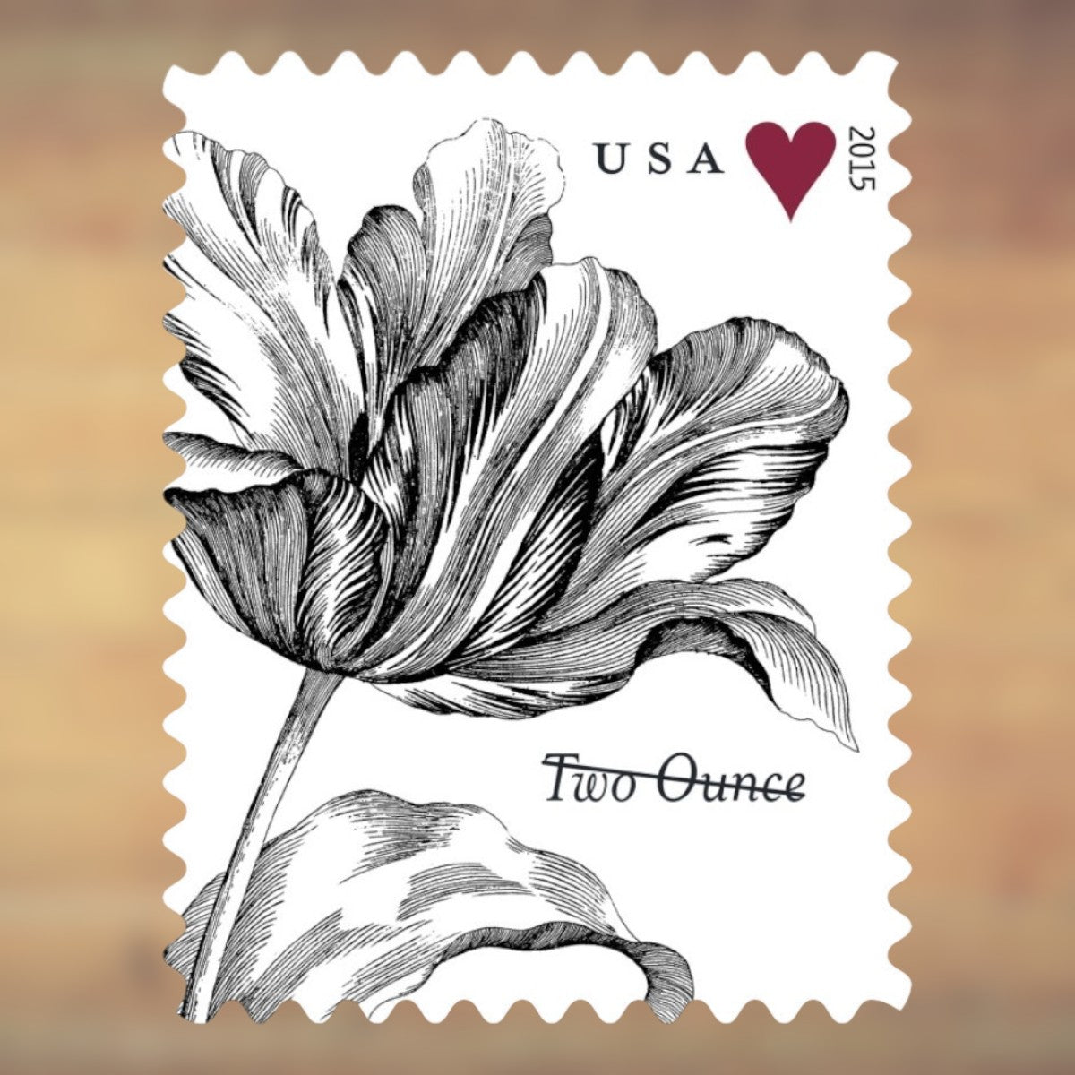 2015 Vintage Tulip Love Two Ounce Stamps Sheet First-Class