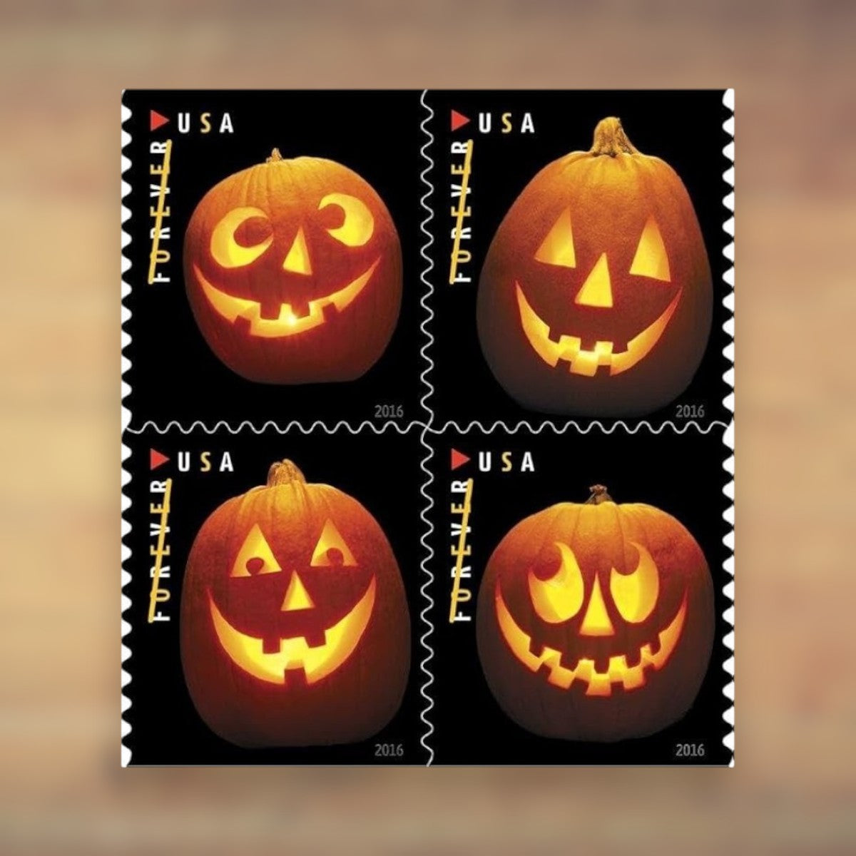 Jack-O’-Lanterns Forever Stamps, 2016 Booklet – Halloween Cards and Invitations