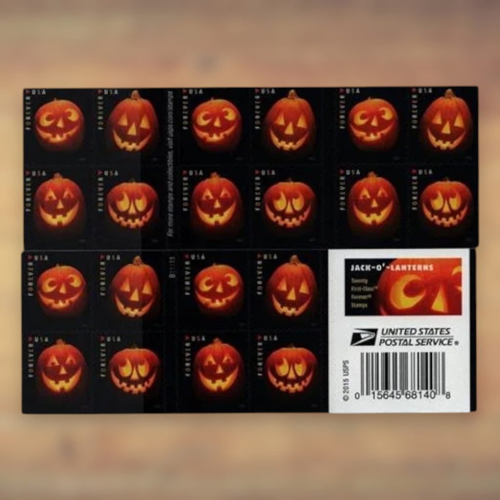 Jack-O’-Lanterns Forever Stamps, 2016 Booklet – Halloween Cards and Invitations
