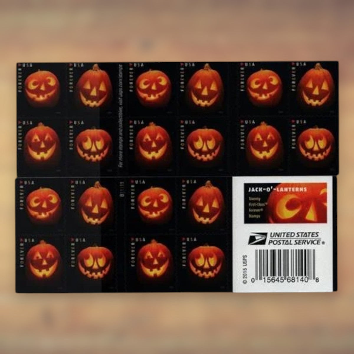 Jack-O’-Lanterns Forever Stamps, 2016 Booklet – Halloween Cards and Invitations