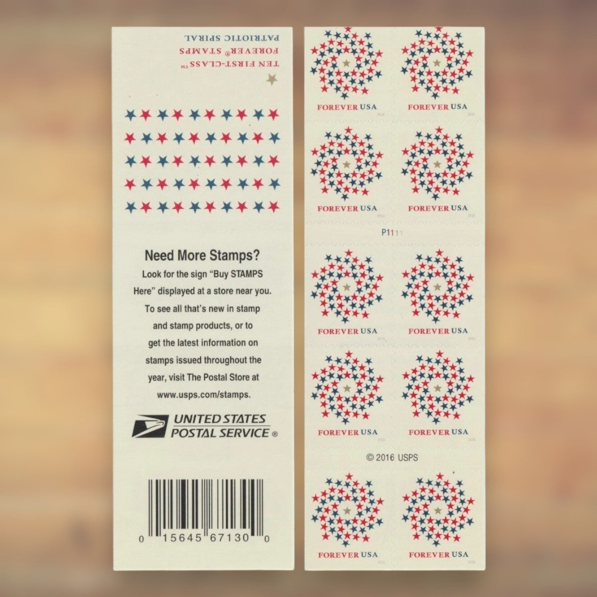 Patriotic Spiral Forever Stamps, 2016 Booklet – Everyday Cards and Letters