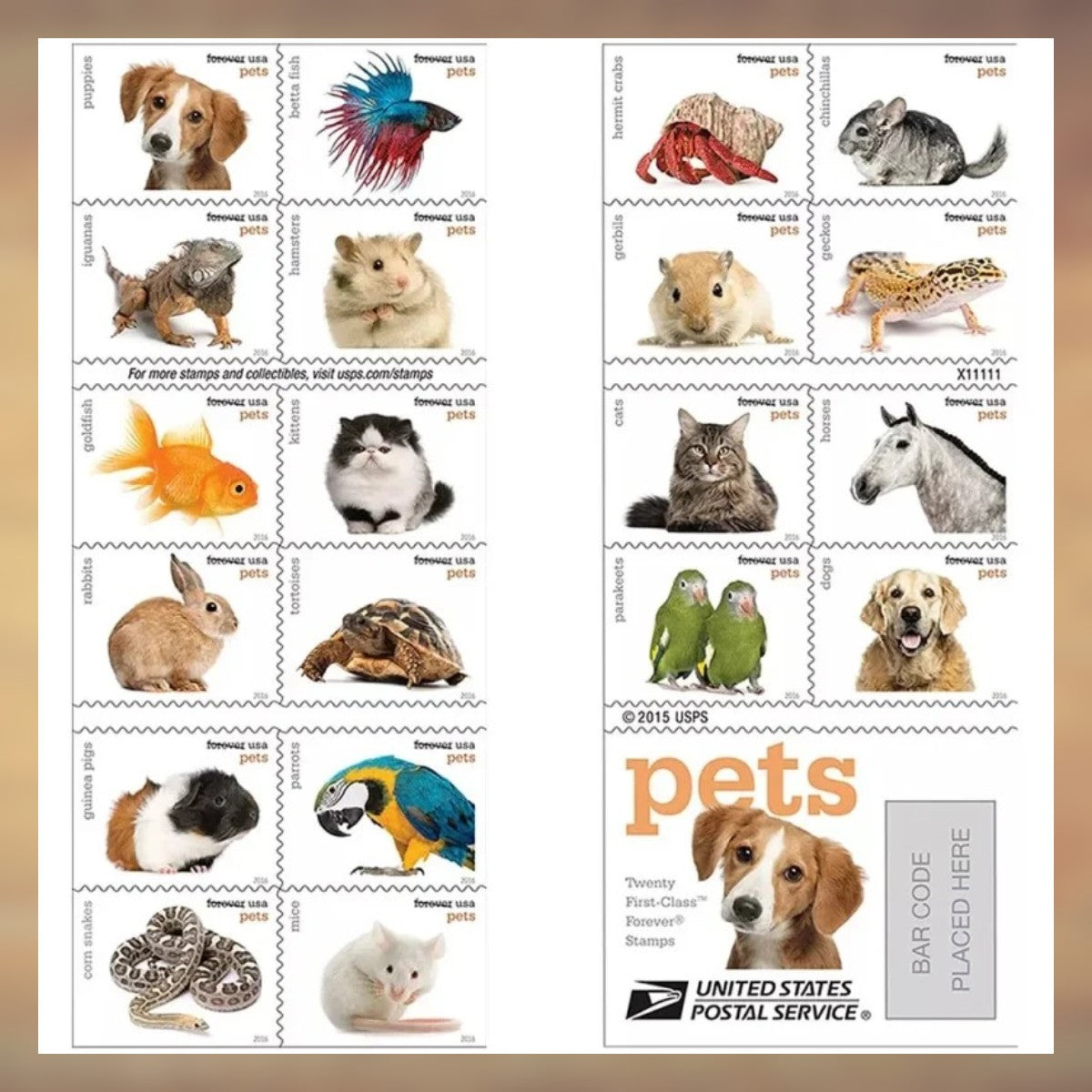 Pets Forever Stamps, 2016 Booklet – Greeting Cards and Letters