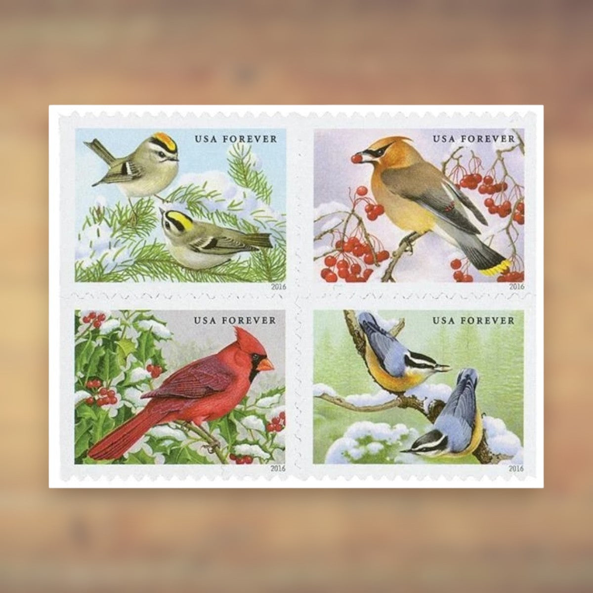 Songbirds in Snow Forever Stamps, 2016 Booklet – Winter Cards and Letters