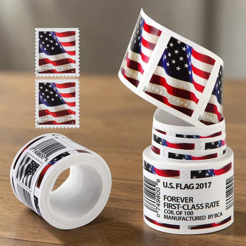 U.S. Flags Forever Stamps – 100 Rolls / 10,000 Stamps – 2017–2019 & 2022–2026