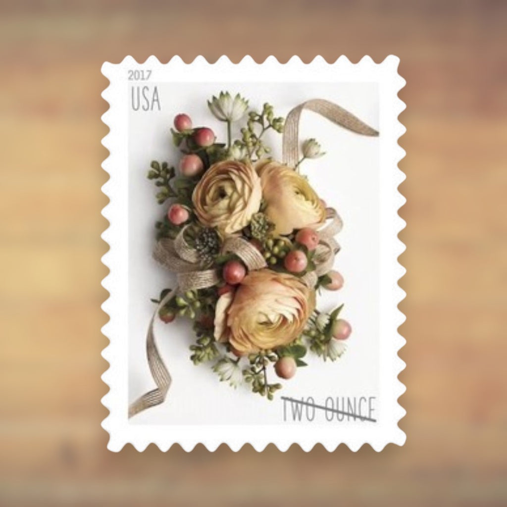 Celebration Corsage Two-Ounce Rate Stamps, 2017 Sheet – Wedding Invitations and Heavier Greeting Cards