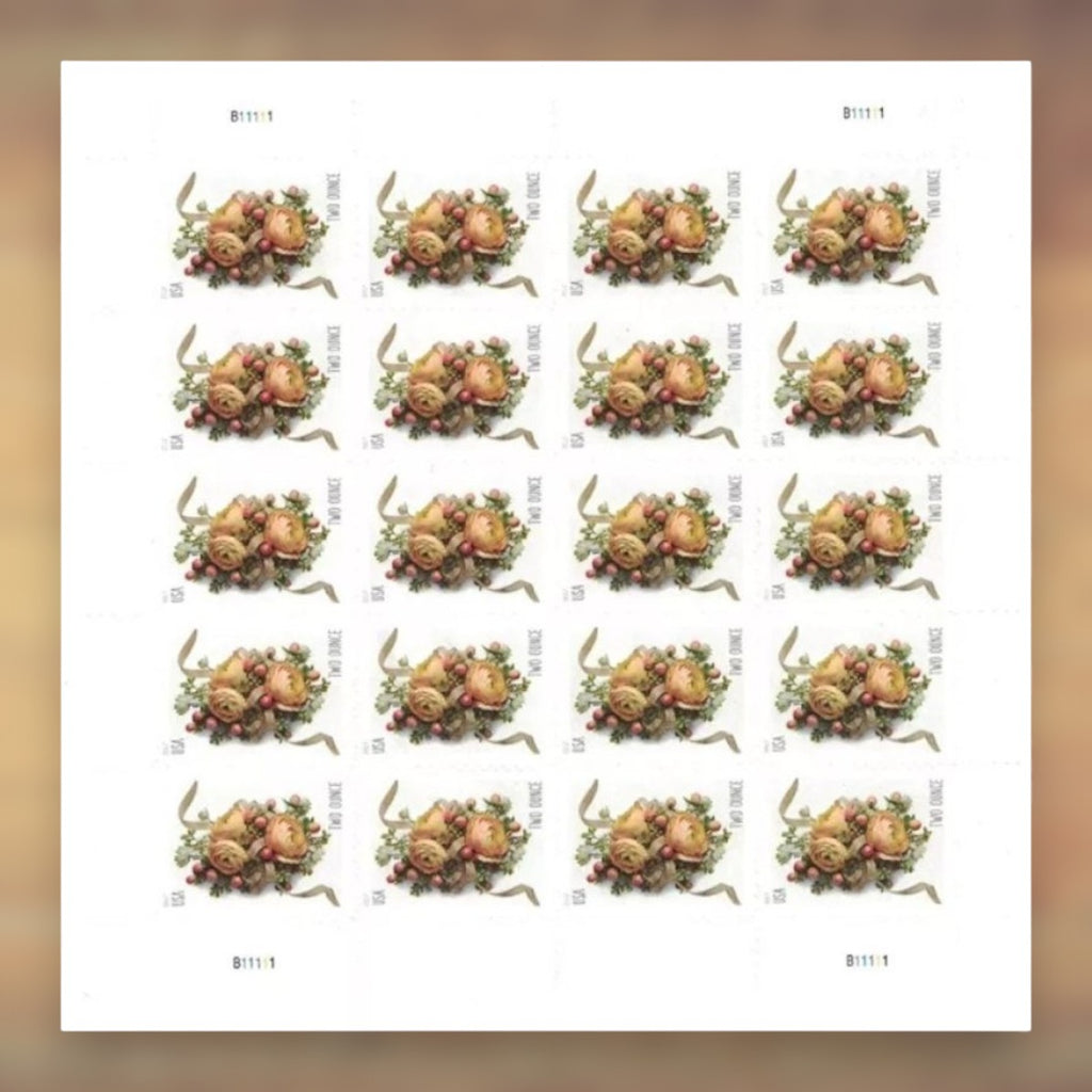 Celebration Corsage Two-Ounce Rate Stamps, 2017 Sheet – Wedding Invitations and Heavier Greeting Cards