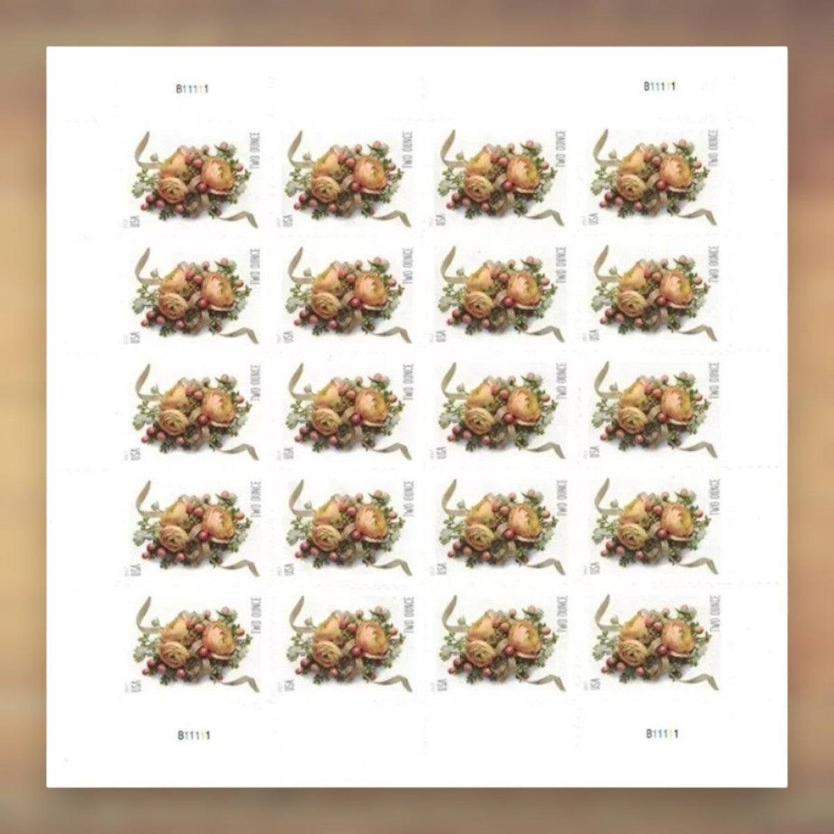 Celebration Corsage Two-Ounce Rate Stamps, 2017 Sheet – Wedding Invitations and Heavier Greeting Cards