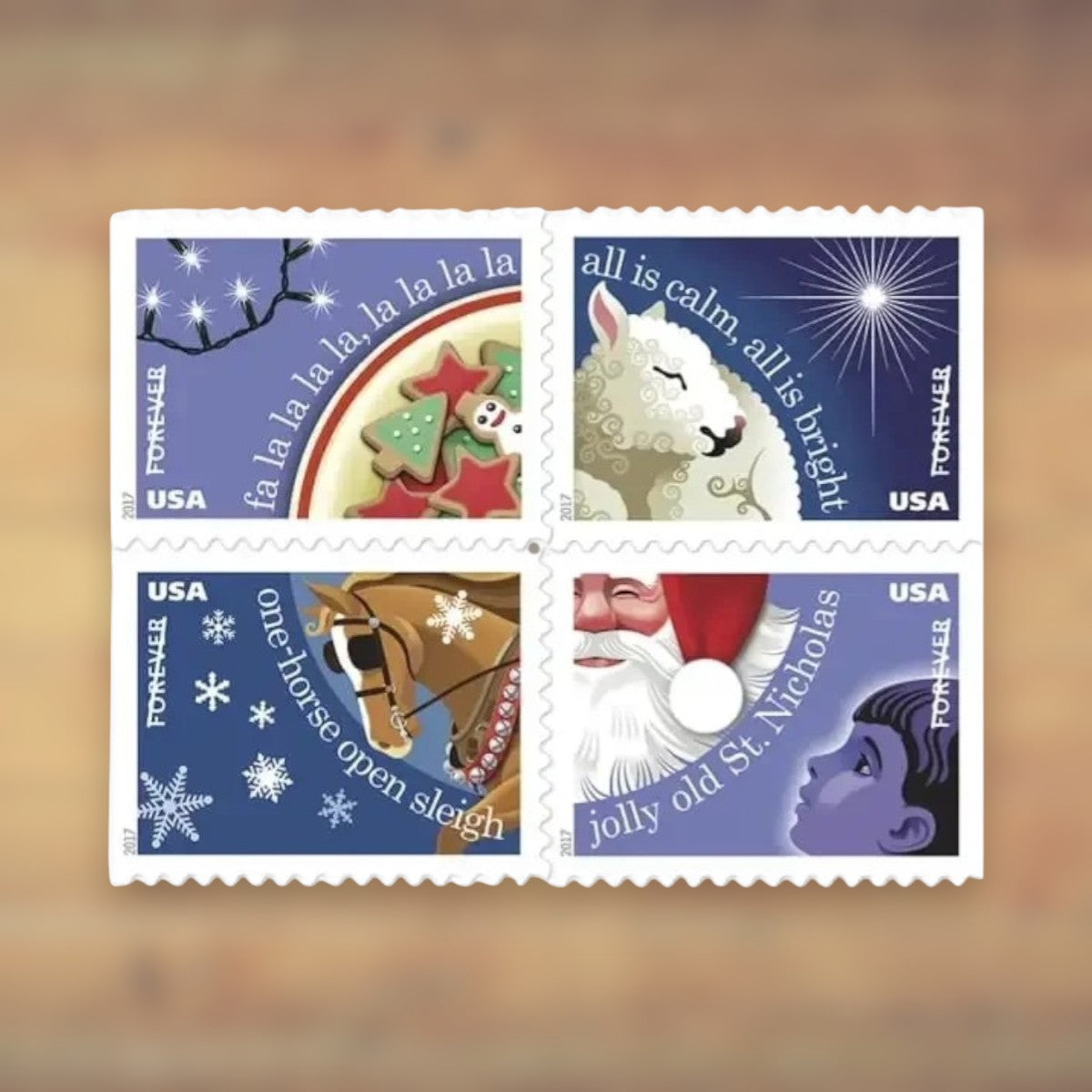 Christmas Carols Forever Stamps, 2017 Booklet – Christmas Cards and Letters