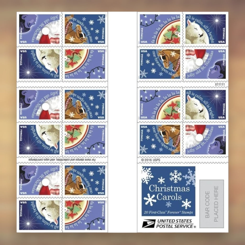 Christmas Carols Forever Stamps, 2017 Booklet – Christmas Cards and Letters