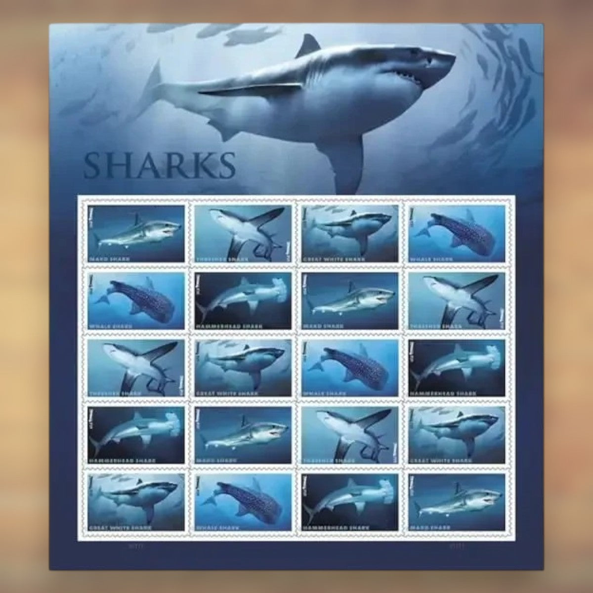 Sharks Forever Stamps, 2017 Sheet – Everyday Cards and Letters