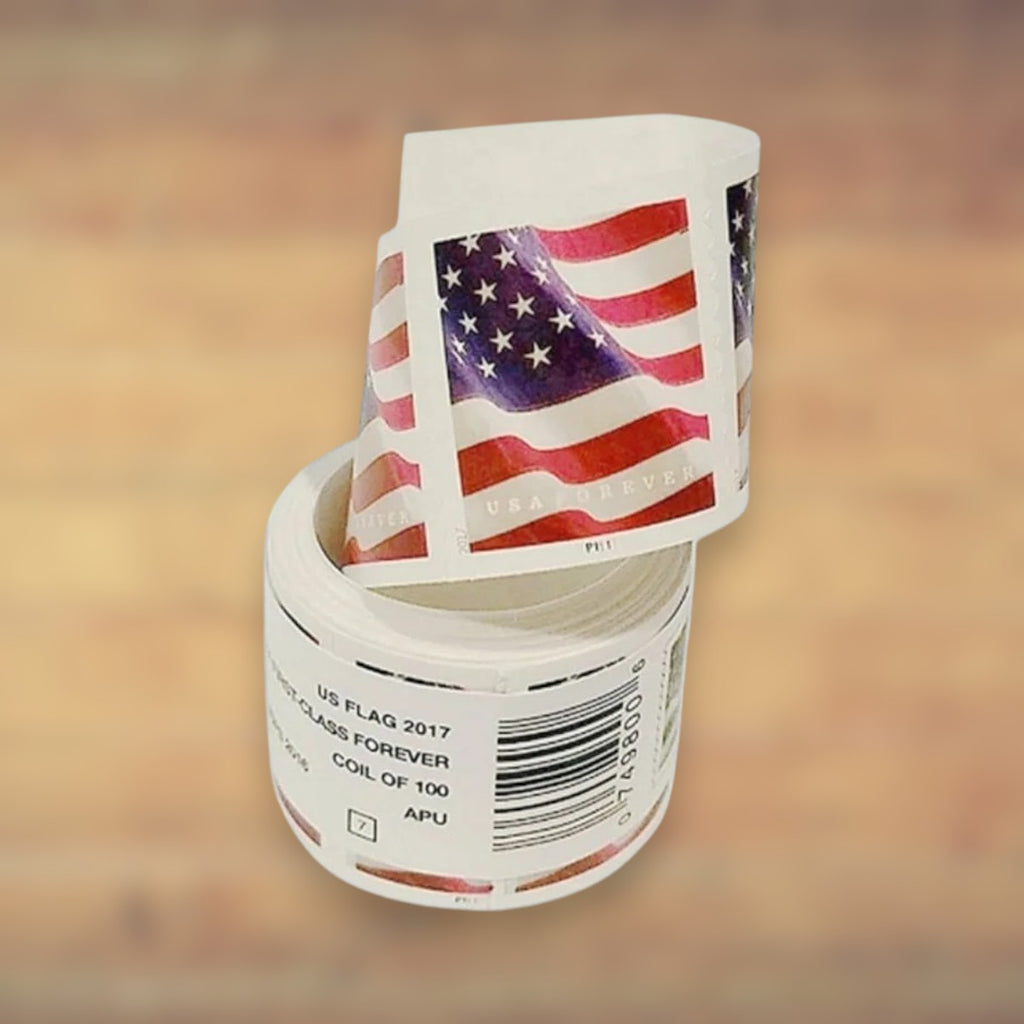 2017 U.S. Flags Forever Stamps – 50/100/250/500 Rolls, 100 Stamps per Roll