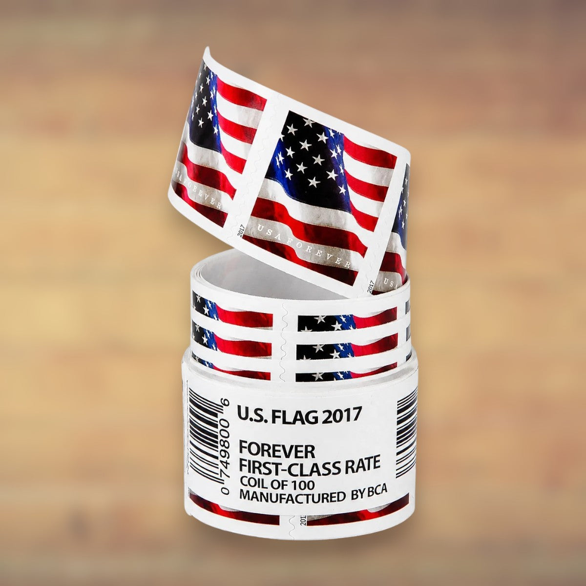 2017 U.S. Flags Forever Stamps – 50/100/250/500 Rolls, 100 Stamps per Roll