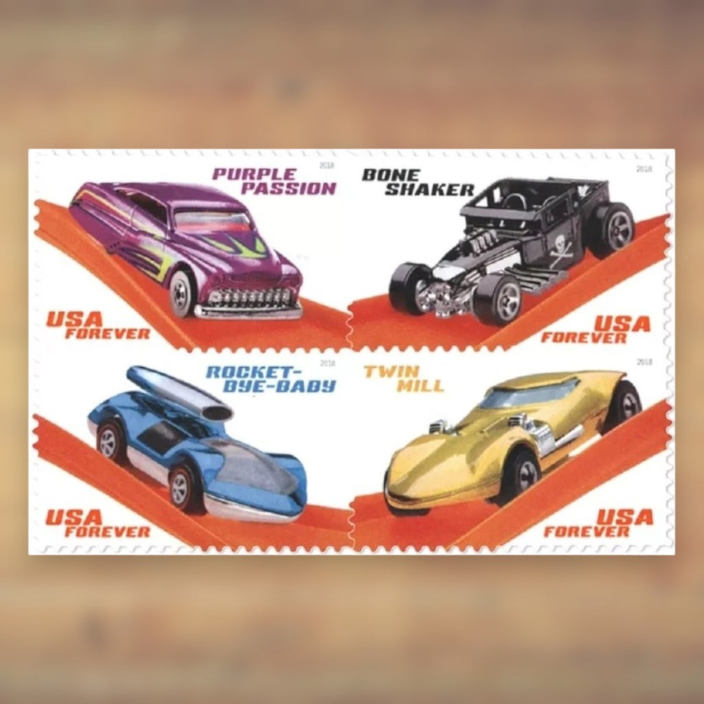 Hot Wheels Forever Stamps, 2018 Sheet – Greeting Cards and Letters