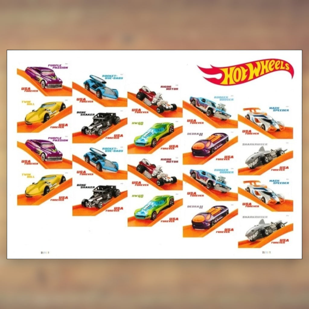 Hot Wheels Forever Stamps, 2018 Sheet – Greeting Cards and Letters