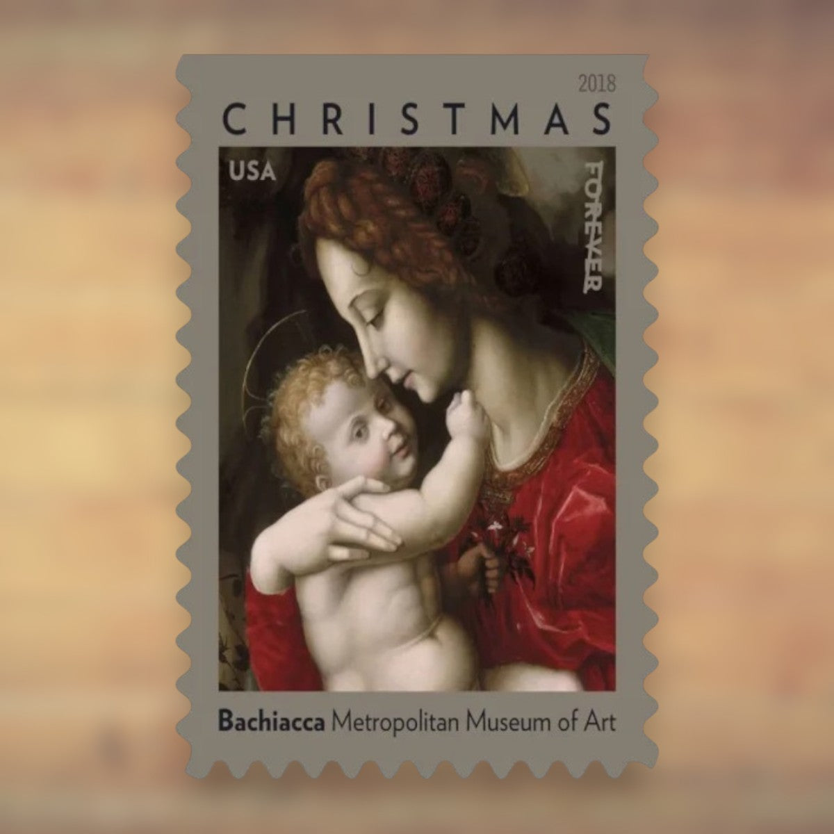 “Madonna and Child” by Bachiacca Forever Stamps, 2018 Booklet – Religious Christmas Cards and Letters