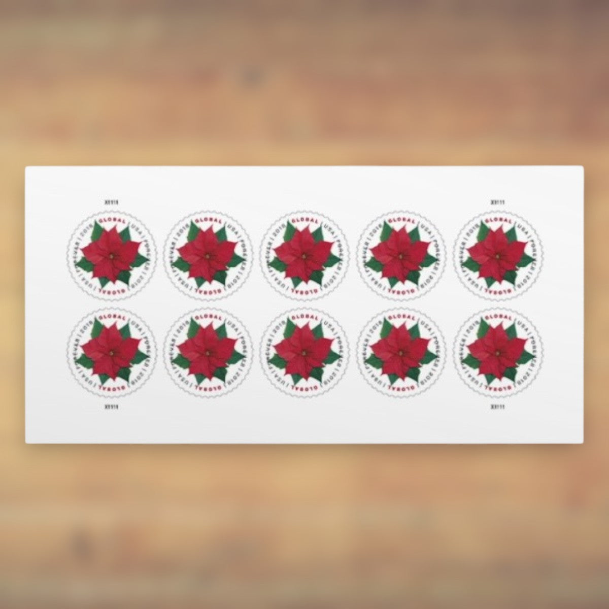 Poinsettia Global Forever Stamps, 2018 Sheet – International Mail