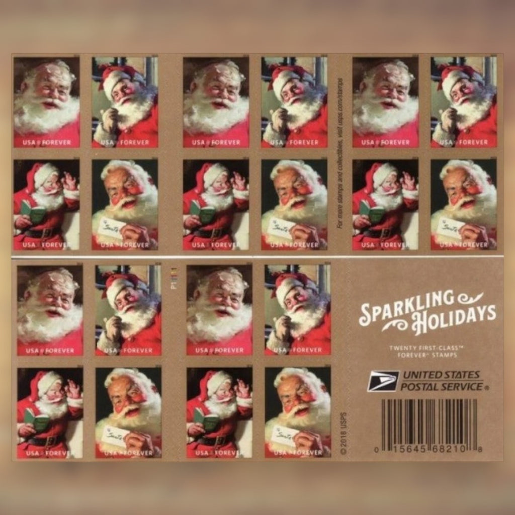 Sparkling Holidays Forever Stamps, 2018 Booklet – Christmas Cards and Letters