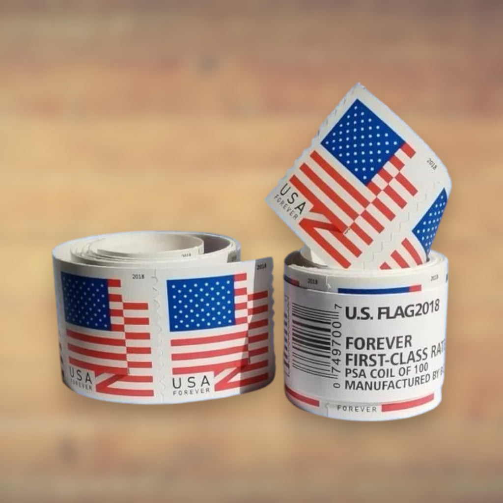 2018 U.S. Flags Forever Stamps – 50/100/250/500 Rolls, 100 Stamps per Roll