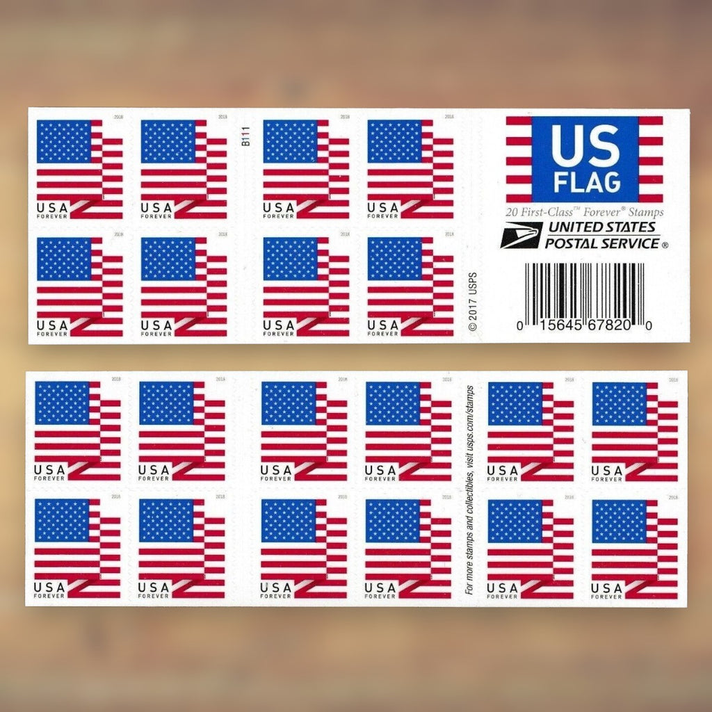 2018 U.S. Flags Forever Stamps – 250/500/1250/2500 Booklets, 100 Stamps per Booklet