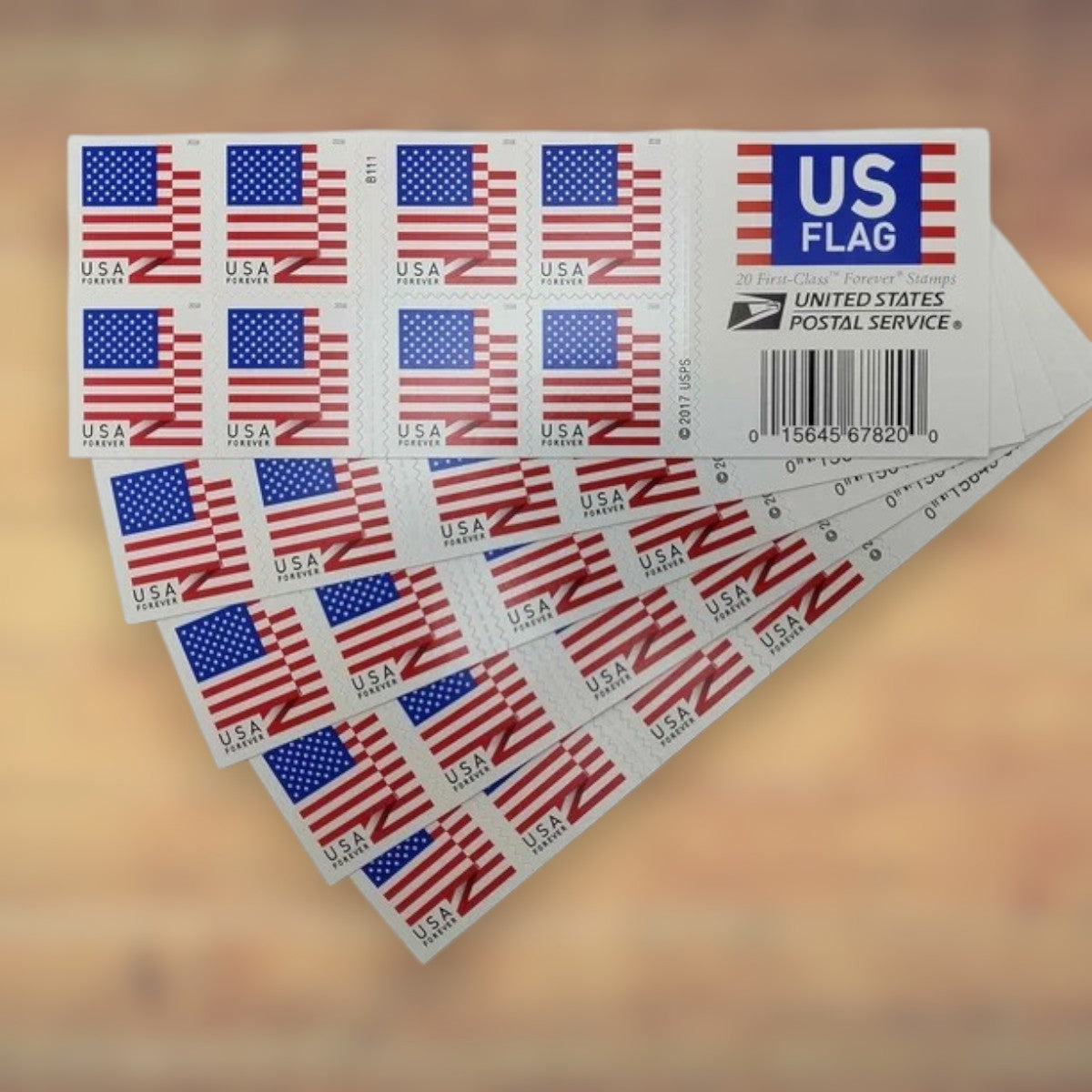 2018 U.S. Flags Forever Stamps – 250/500/1250/2500 Booklets, 100 Stamps per Booklet